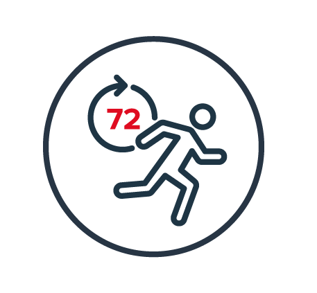 Logo of man running for 72 hours